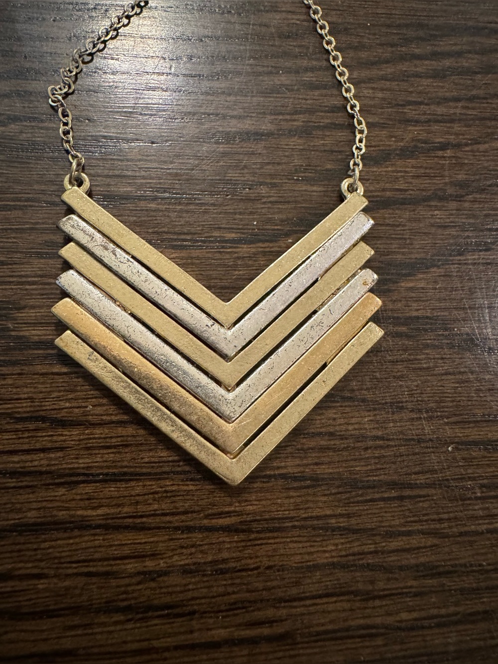 J. Crew Two-Tone Gold and Silver Chevron Layered Necklace